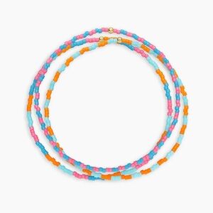 GORJANA Miami Gigi Striped Glass Beaded Bracelets Set of 3 Orange Pink Blue Aqua